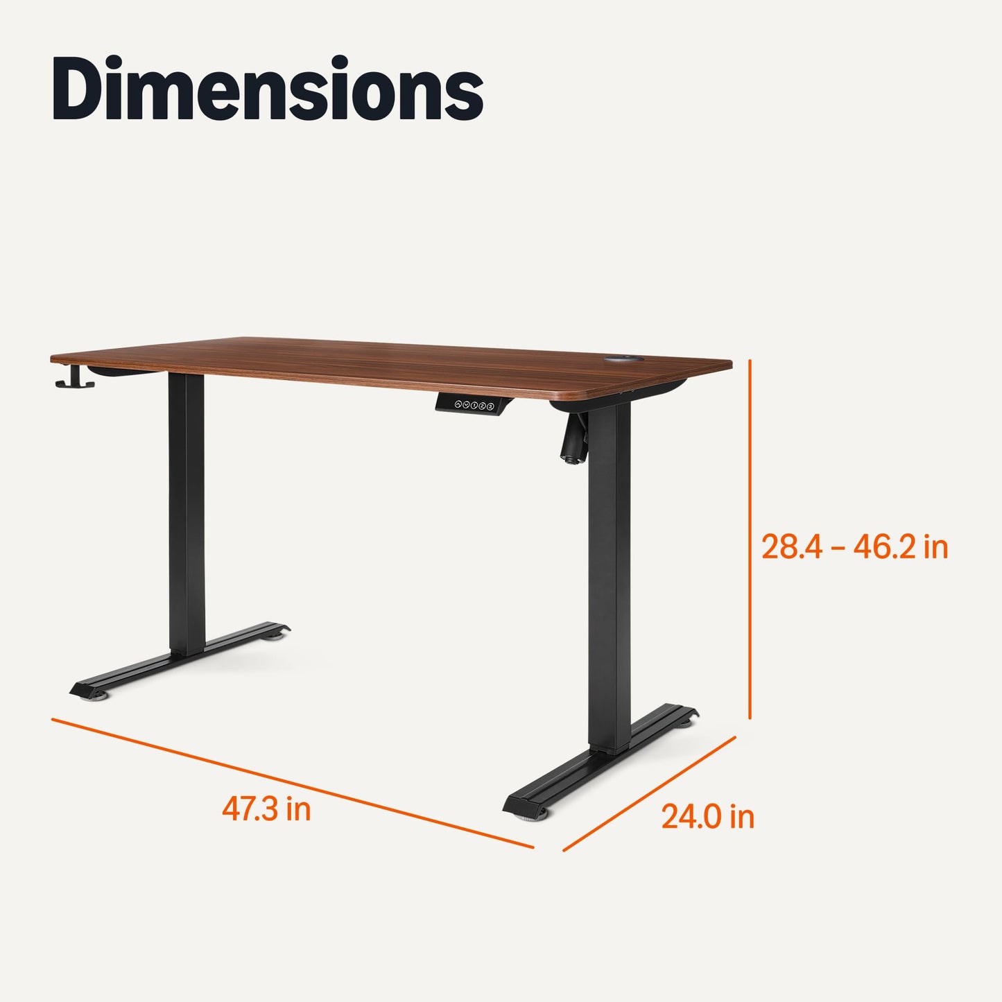Amazon Basics Electric Standing Desk, Height Adjustable Home Office Desk, Black/Walnut Effect