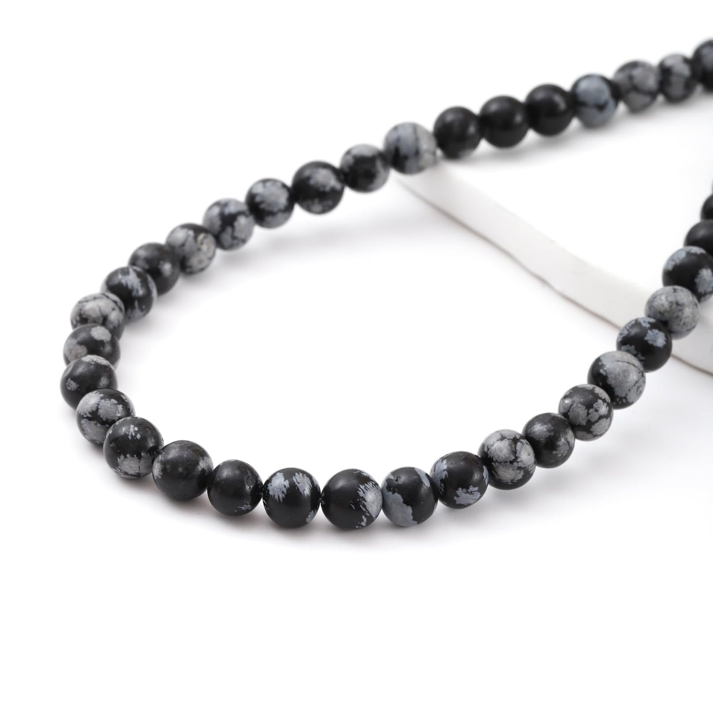 10mm 38pcs DIY Natural Black Snowflake Obsidian Stone Beads Round Healing Crystal Gemstone Loose Beads for Jewelry Making Handmade Bracelet Necklace