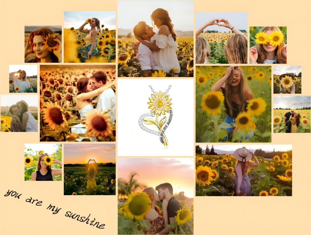 CCJM Anniversary Birthday Gifts for Women,Christmas Gift for Women,Sunflower Necklace,18K Gold Plated You Are My Sunshine Necklace,Mothers Day Gifts for Wife,Girlfriend,Mom, Daughter,Sister