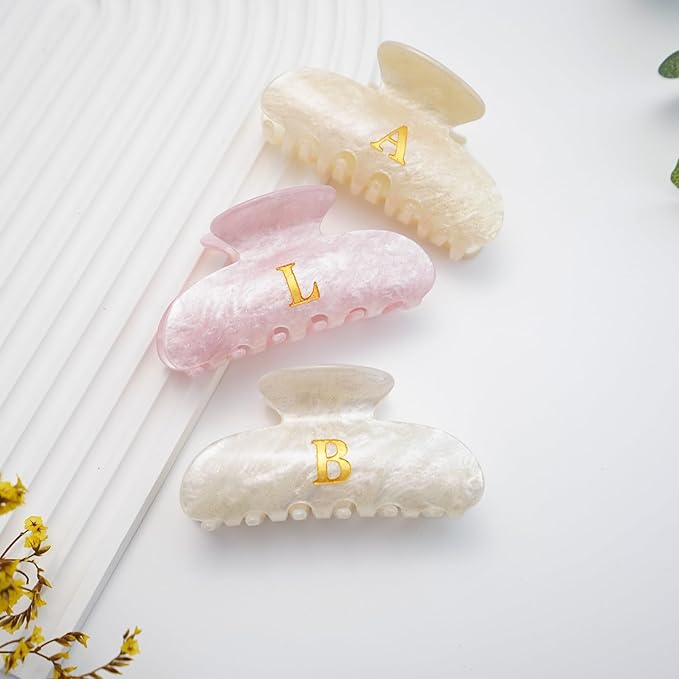 Initial Cute Hair Clips - White Letter Elegant Hair Claw Clips, Glitter Claw Clips Durable Hair Clips, Wedding Gift, Bridesmaid Gifts, Birthday Gifts, Christmas Gift, Letter S