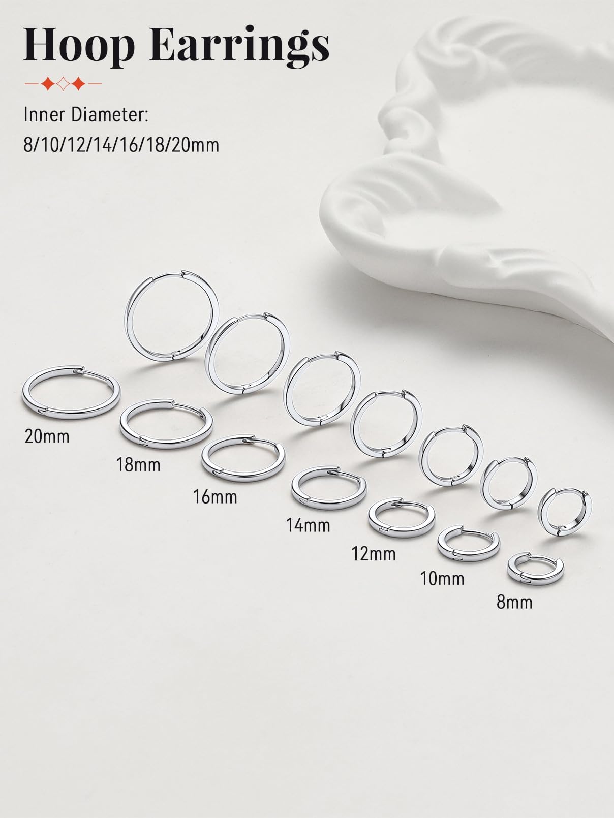 FaithHeart Hoop Earrings for Women, Silver Hypoallergenic Huggie Hoop Earrings, Small Cartilage Earrings for Women 18mm, Send Gift Box