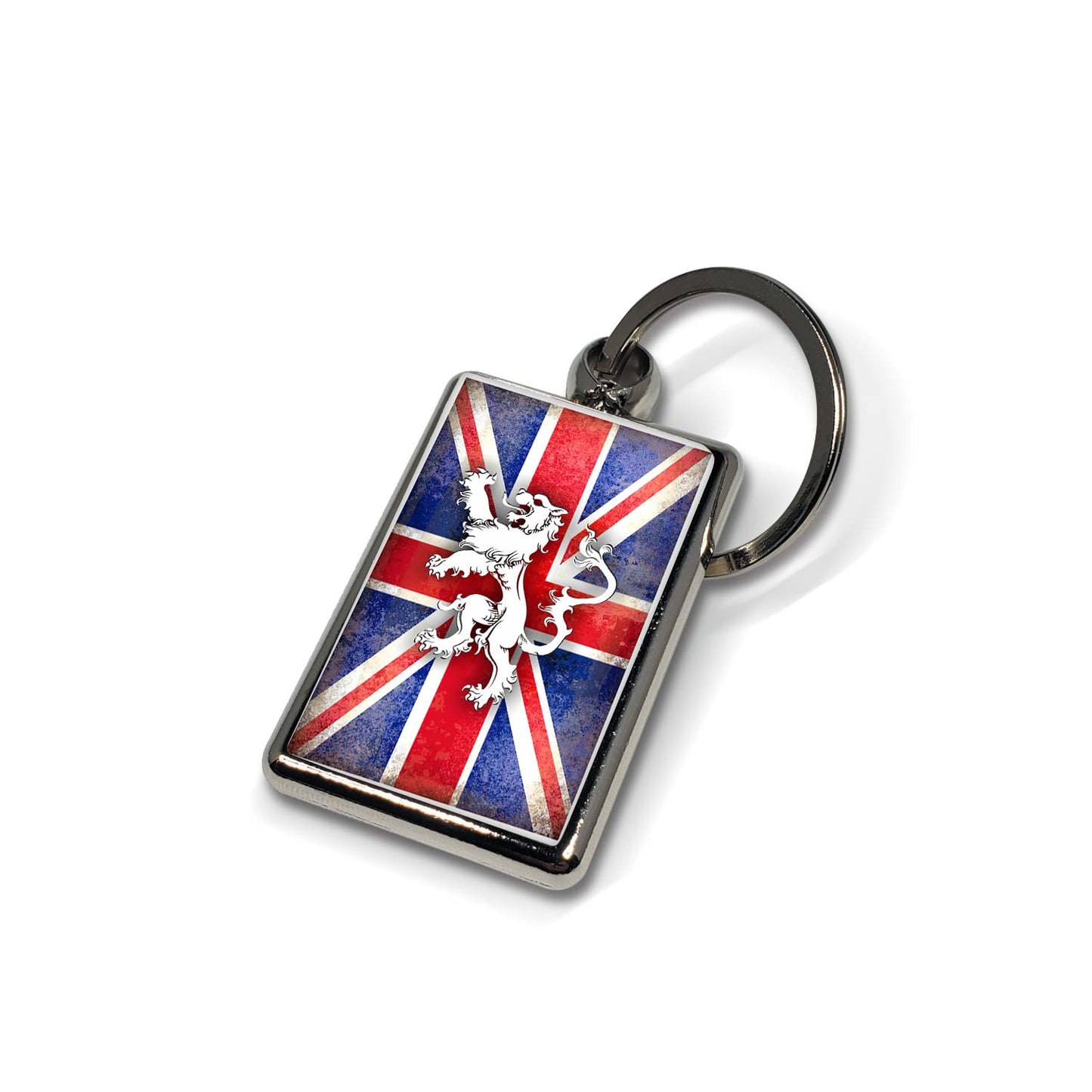 Apedes United Kingdom of Great Britain Country Flags Keychain Metallic Key Chain Keyring - Durable Metal with Impeccable Graphics, Stylish Key Organizer, Gift for Birthday and Holiday, 3ā H x 11/2ā W