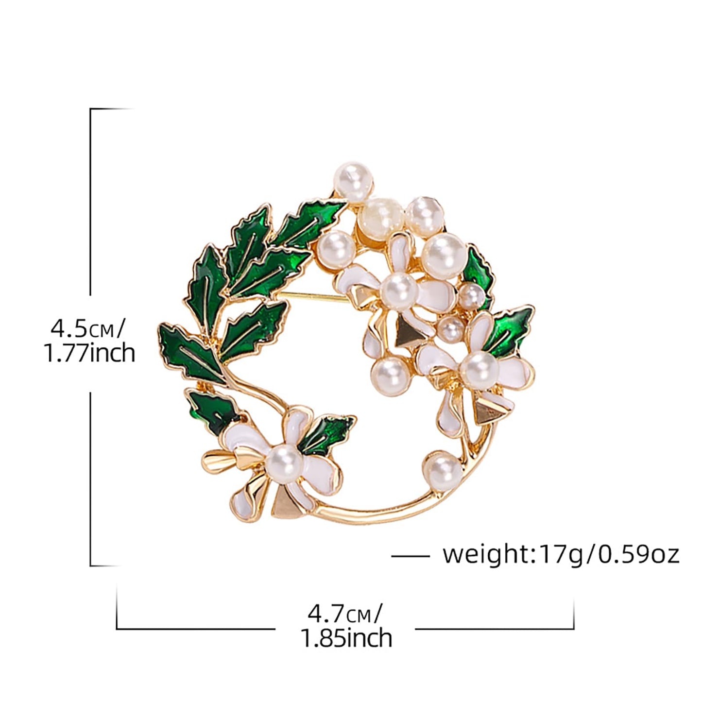 Elegant Gardenia Brooch Flower Pearl Brooch for Women Green Leaves Gardenia Floral Lapel Pins Clothes Hat Bag Suit Tie Accessory Wedding Gift Elegant Jewelry for Mom Wife