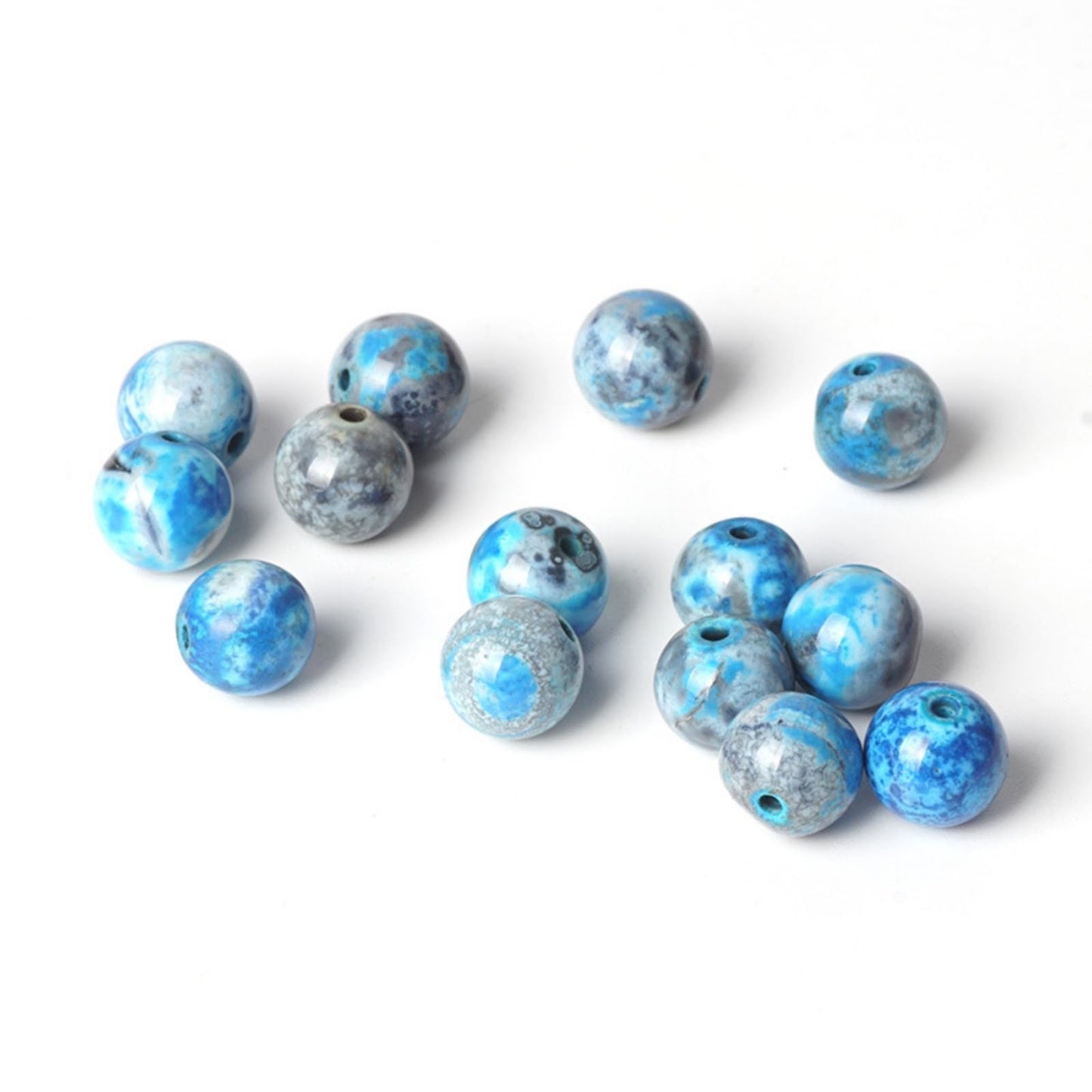 100Pcs Natural Stone 8mm Blue Stripe Agate Round Loose Gemstone Energy Healing Beads Hole Size 1mm DIY Smooth Beads for Bracelet Necklace Earrings Jewelry Making