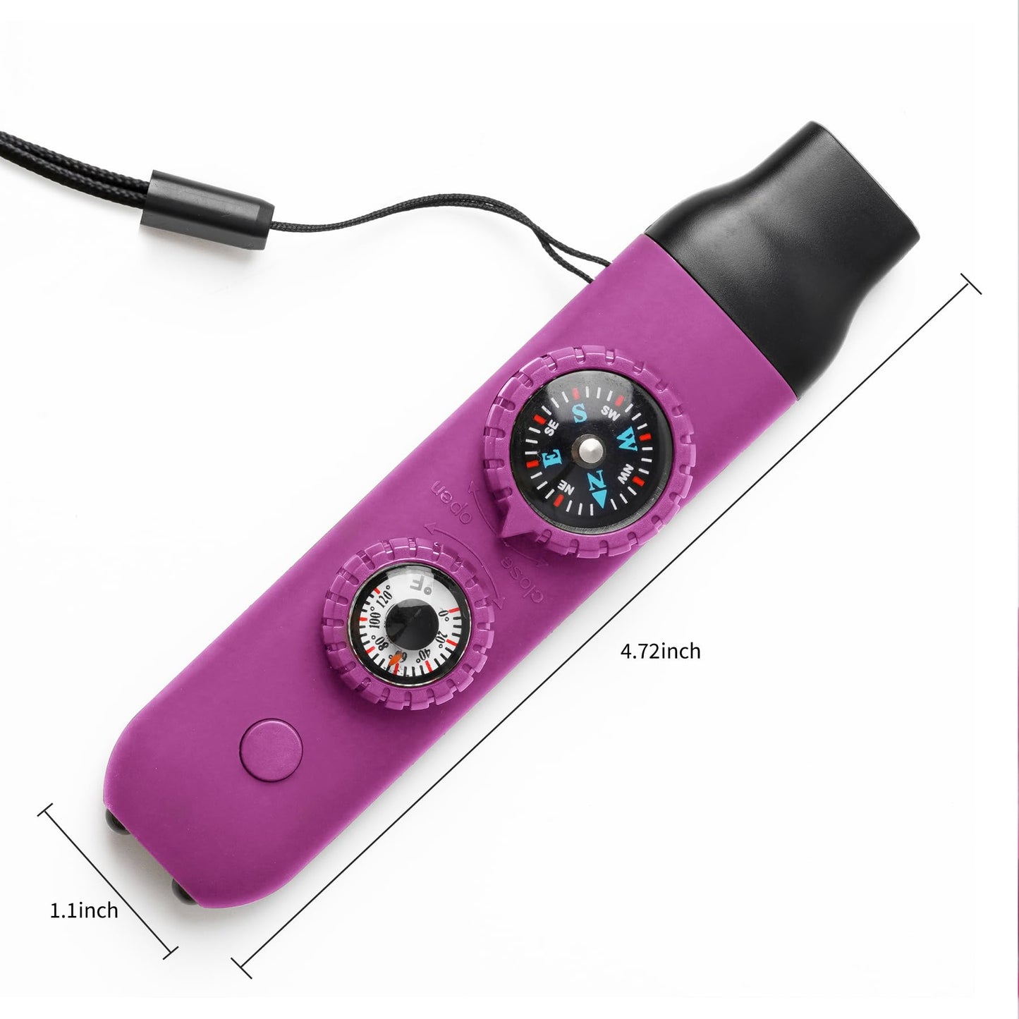 Multifunctional Survival Emergency Whistle for Kids with Compass Hiking Survival, Thermometer & Neck Lanyard | Emergency Safety Gear for Hiking, Camping, Kayaking, Boating, Climbing(Rose Purple)