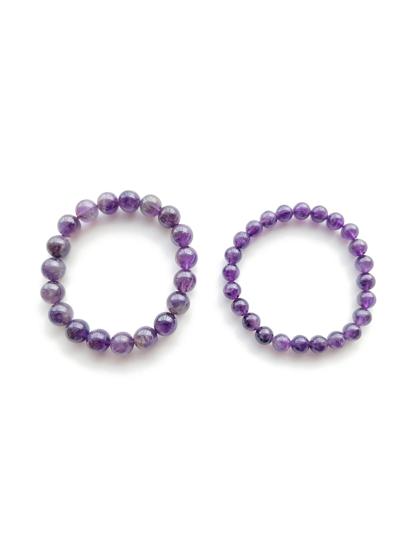 Silan's Natural Amethyst Bracelet for Women, Genuine Healing Crystal Stretch Elastic Adjustable Bracelet with Lucky Card, Gift for Her (10mm)