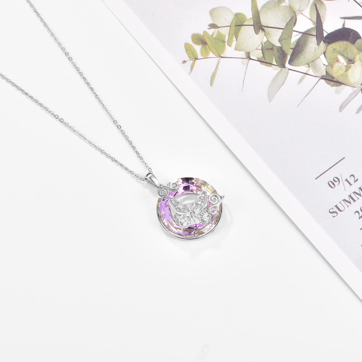 AENEAS Butterfly Necklaces for Women Sterling Silver Pendant Purple Crystal Gifts Jewelry for Women Birthday Anniversary