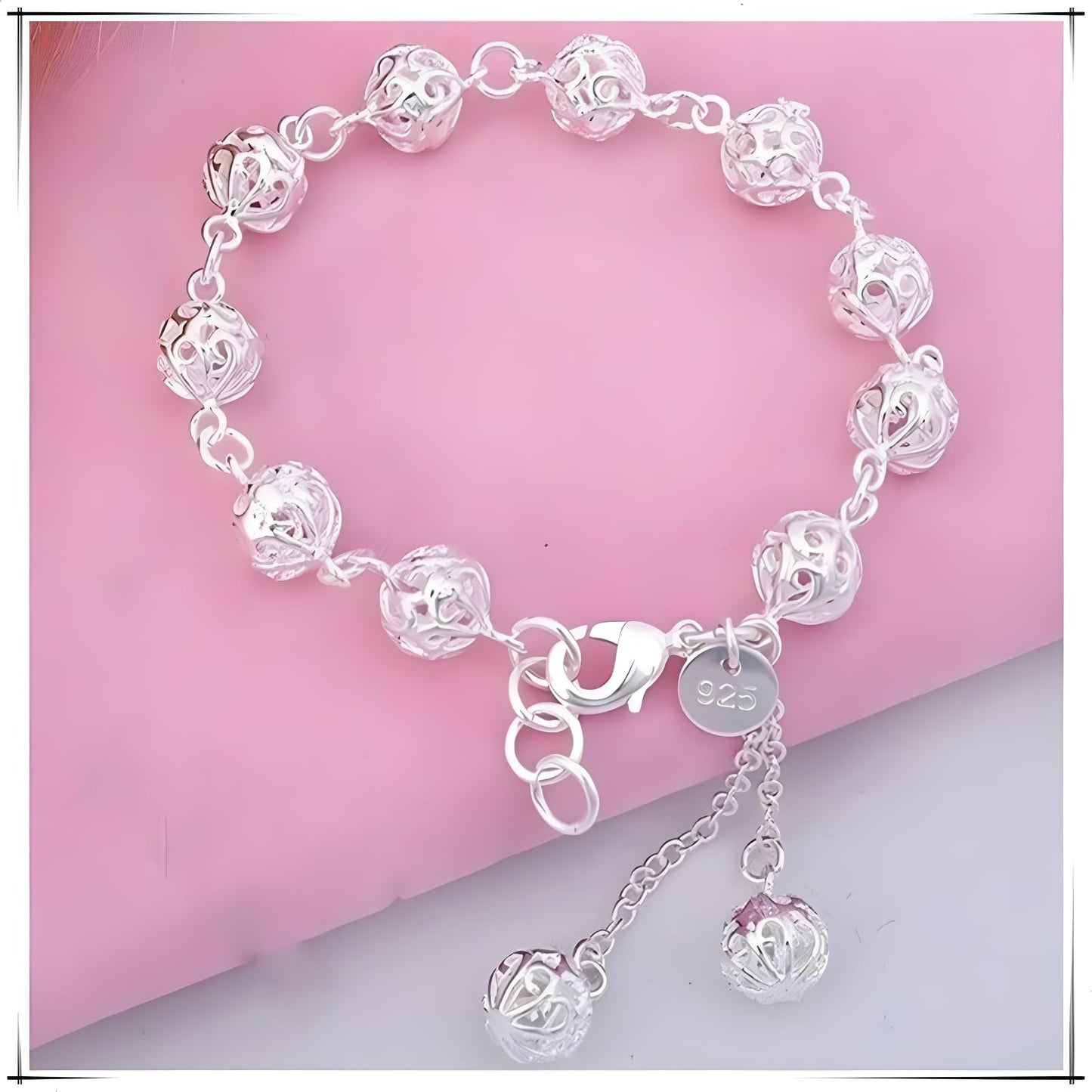 OSIRIDEH2 Bell Bracelet 925 Sterling Silver Bells Sounds Bead Chain Bracelet for Women Wedding Engagement Party Jewelry Jingling Bracelets (bracelet) (bell bracelet-1)