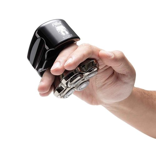 Skull Shaver Pitbull Silver PRO Along with 3 Head Replacement Blade, Male Grooming Kit