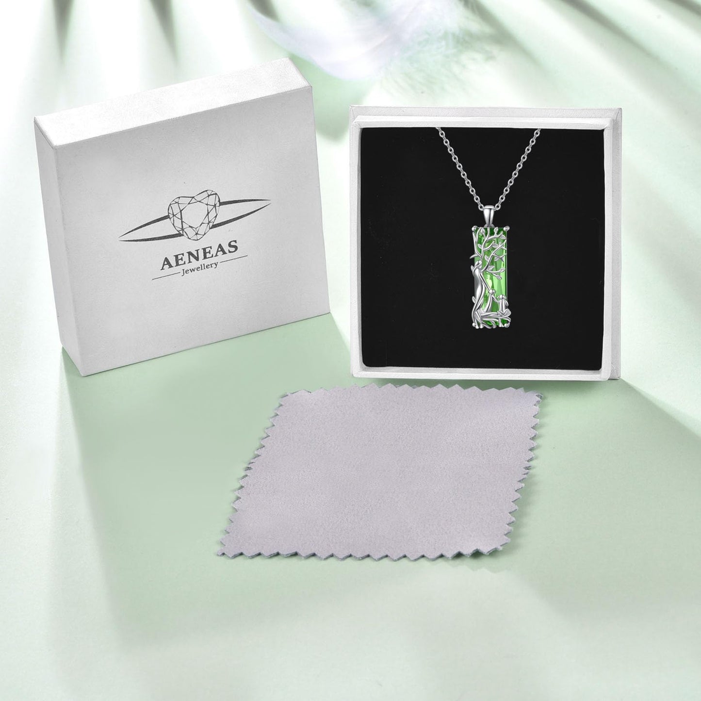 AENEAS Celtic Tree of Life Necklace for Women Sterling Silver Famliy Tree of Life Pendant Green Crystal Jewelry Gifts for Women Wife Her Prime