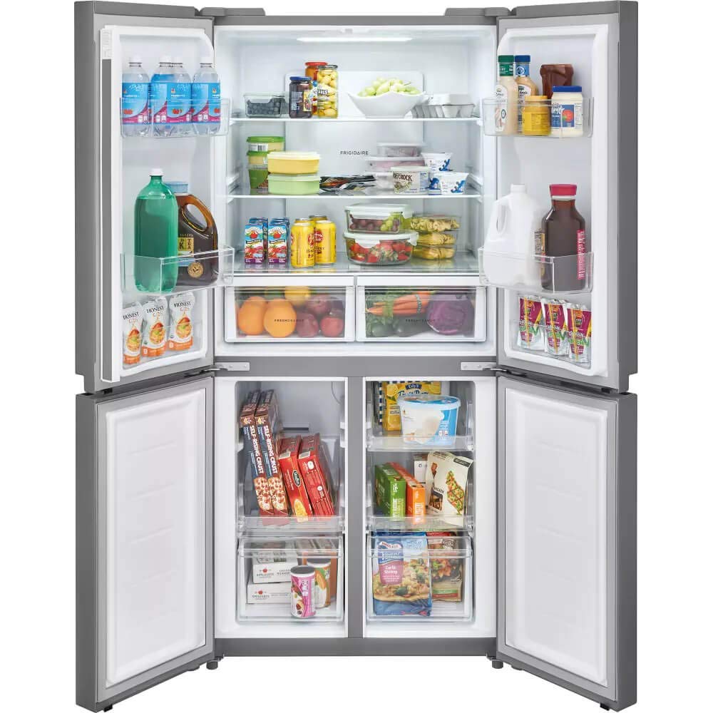 Frigidaire 17.4 Cu. Ft. 4 Door Refrigerator in Brushed Steel with Adjustable Freezer Storage