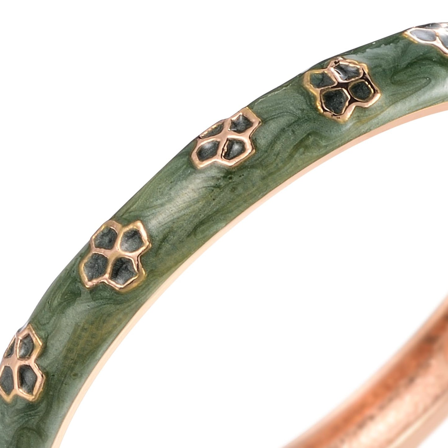 UJOY Enamel Flower Bracelet Gorgeous Painting Wedding Birthday Gifts Cuff Bangles Jewelry Golden Plated 55B21 Green