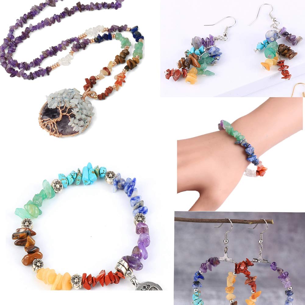 Natural Chip Stone Beads 5-8mm Garnet About 400 Pieces Irregular Gemstones Healing Crystal Loose Rocks Bead Hole Drilled DIY for Bracelet Jewelry Making Crafting (5-8mm, Garnet)