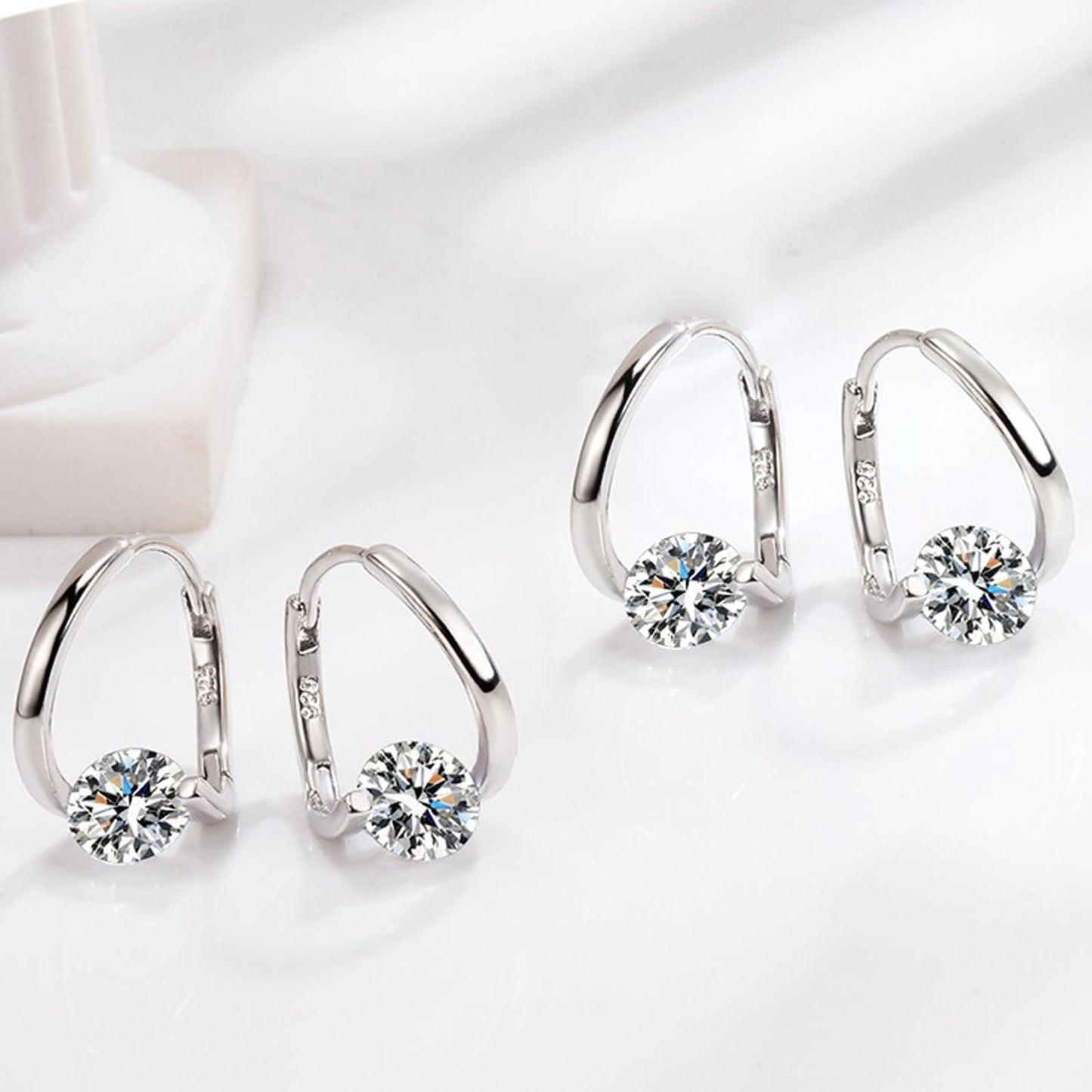 Lymphatic Earrings for Women Silver Zircon Hoop Huggie Earrings Dainty Fashion Jewelry Gifts
