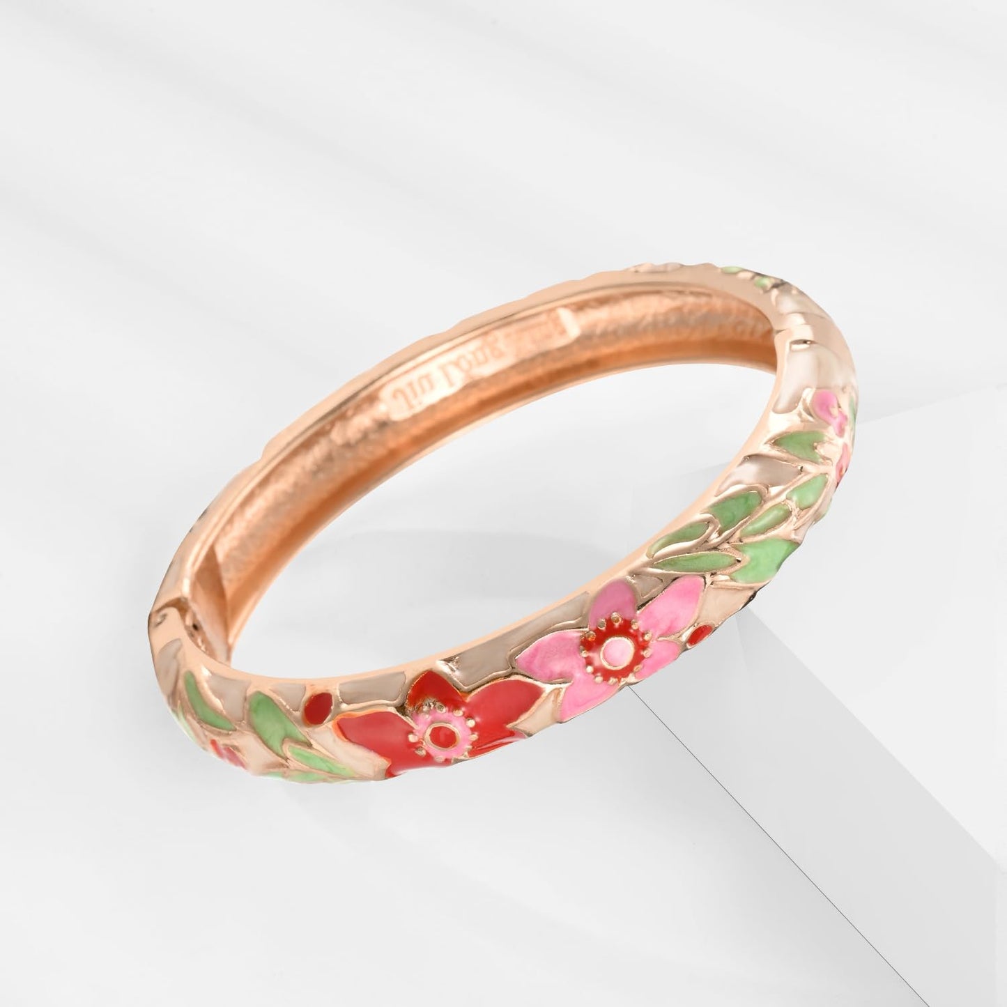 wynameleri Vintage Cloisonne Jewelry Gorgeous Rhinestone Handcrafted Bracelets Enamel Flower Bird Hinged Cuff Bangles Gifts 88C06-55A101 Cream White