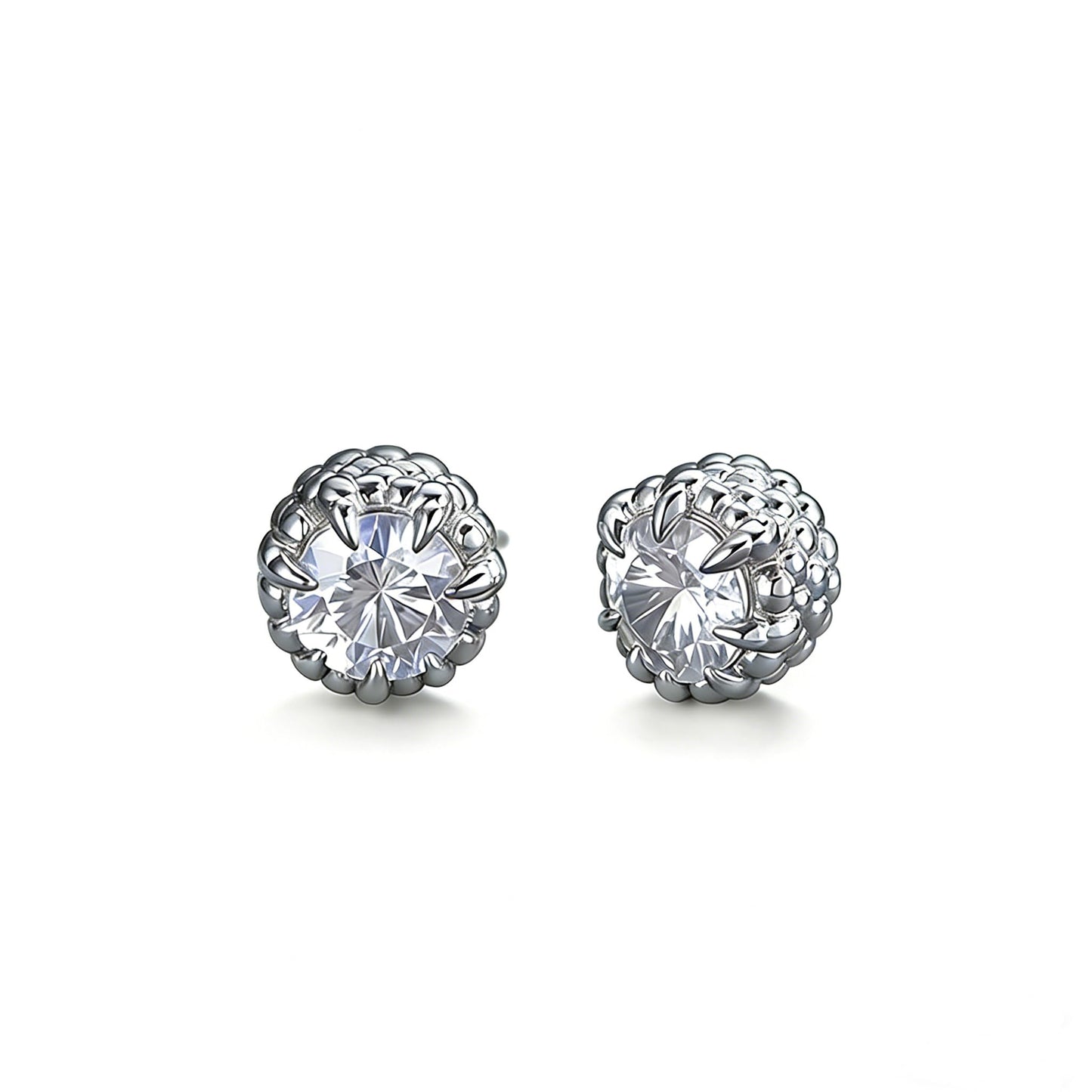 keekingdom silver Magnetic Stud Earrings for Men Women Dragon Claw Design Cubic Zirconia No Piercing Clip On Magnet Ear Jewelry for Daily Wear and Precious Holiday Present