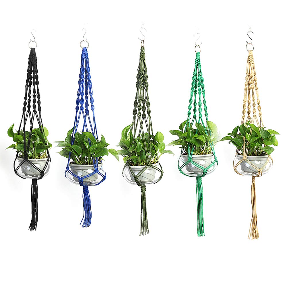 Vpang 2 Pack Macrame Plant Hanger, Outdoor Indoor Hanging Planter Basket Flower Pot Holder Nylon Rope Home Decor 41 Inch (Green)