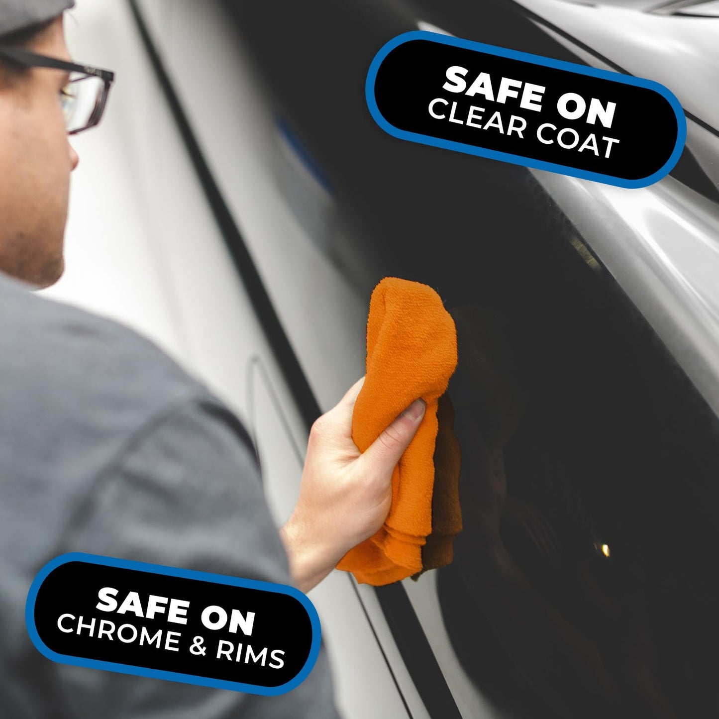 The Rag Company - Edgeless 365 Microfiber Towels (10-Pack) Premium 70/30 Blend, Professional Polishing, Wax Removal, Auto Detailing, 365gsm, 16in x 16in, Orange