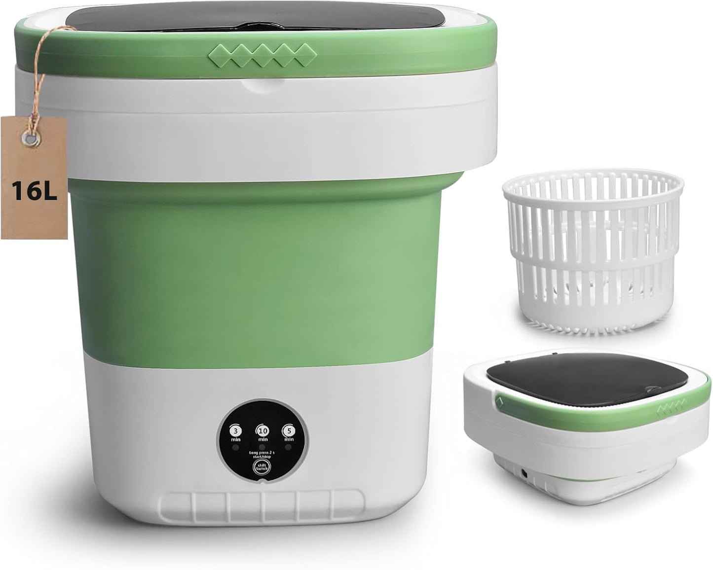 Portable Washing Machine, 15.5L Upgraded with Spin Basket Laundry Machine, 3 Cleaning Modes Suitable for Small Clothes, Foldable Design Ideal for Hotel, Home, Apartment and Campain
