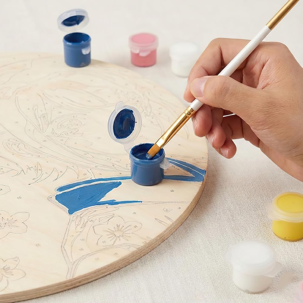 Food and Drink Paint by Numbers Kit for Adults on Wood Board – DIY Pepperoni Pizza and Drink Table Wood Craft Painting Kit, 12 in Round, Acrylic Paint Set, Beginner-Friendly, Relaxing Home Decor Gift