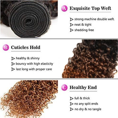 Ombre Bundles Brown Human Hair Bundles #4 Kinky Curly Bundle 26 28 30 inch Brown Curly Wave Human Hair Bundle