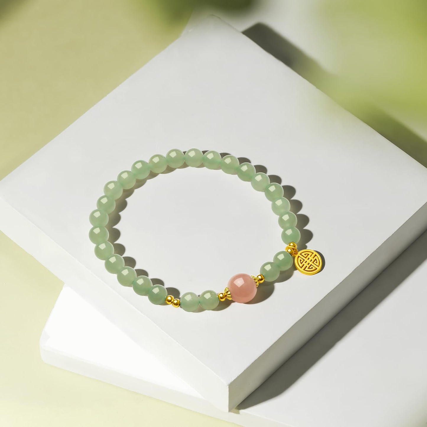 ZHOU LIU FU Sterling Silver Beaded Bracelet Crystal Stretch Bracelets Natural Jasper Beads Bangle Healing Sunstone Charm Adjustable Elastic Cuff Protection Jewelry Stackable Good Luck Gifts for Women J1911622