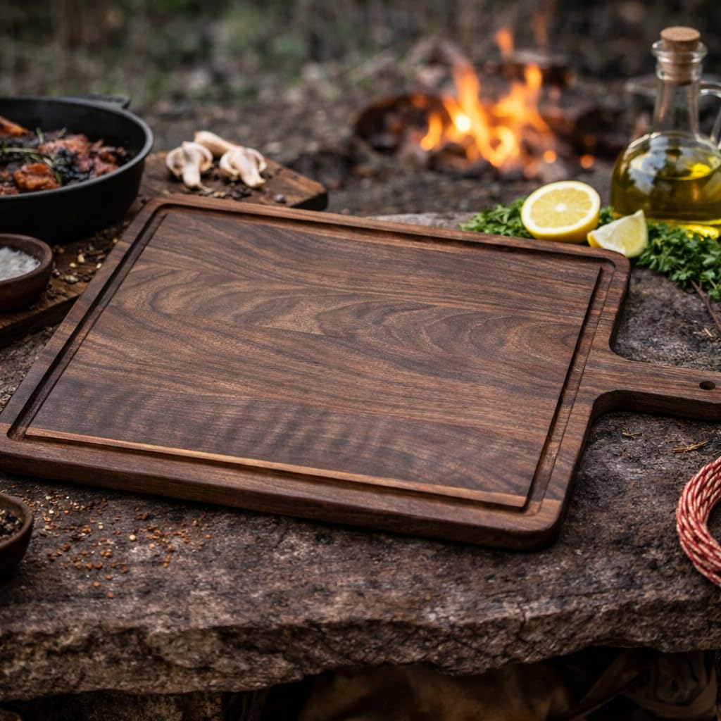 COOLINA Walnut Chopping Board - 12x9x1 Inch Charcuterie & Serving Tray for Meats, Vegetables, Cheese & More - Durable, Elegant Walnut Wood Cutting Board