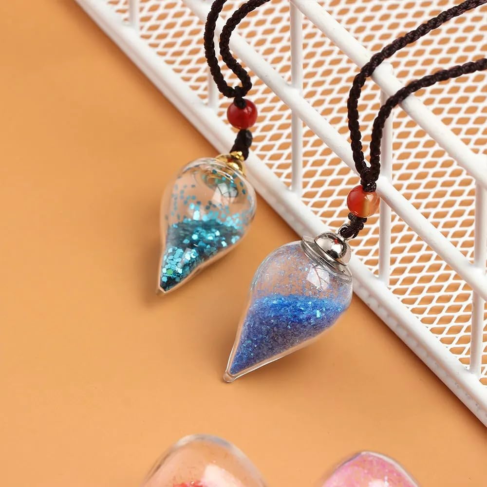 925 Sterling Silver Blood Vial Necklace For Women and Men - Glass Pendant Perfume Bottle Necklace - Water Container Jar Necklaces For Liquid Oil Diffuser Jewelry