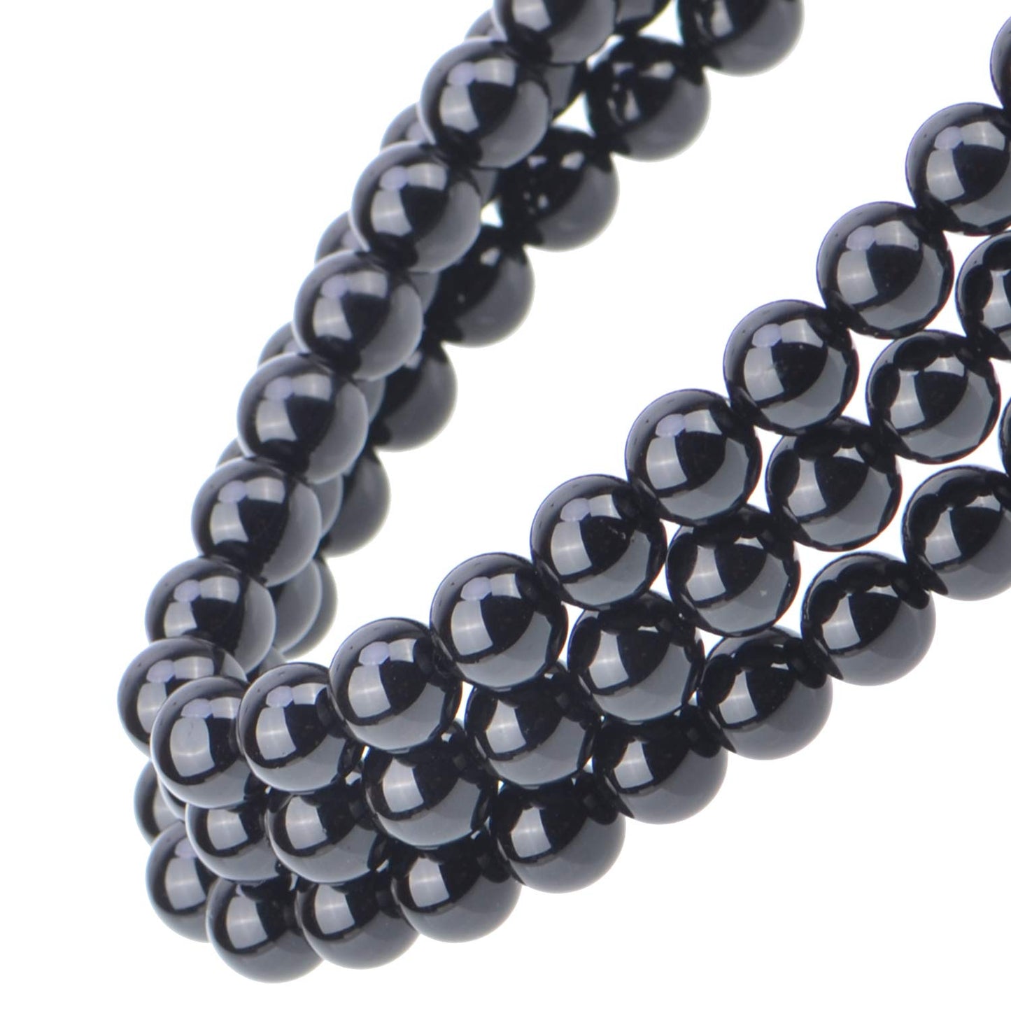 100Pcs Natural Crystal Beads Stone Gemstone Round Loose Energy Healing Beads with Free Crystal Stretch Cord for Jewelry Making (Black Onyx, 8MM)