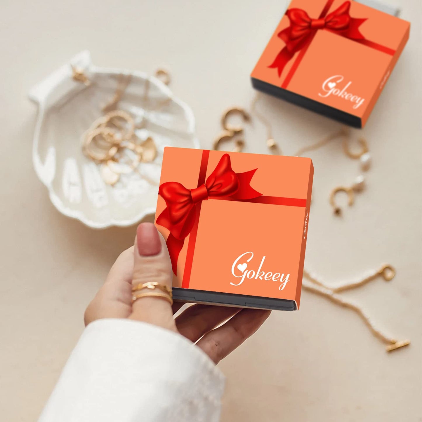 Gokeey Small Gold Huggie Hoop Earrings for Women 14K Gold Plated Lightweight Hoop Earrings Set for Women Hypoallergenic Earrings for Gifts(silver,6mm/6mm/6mm)