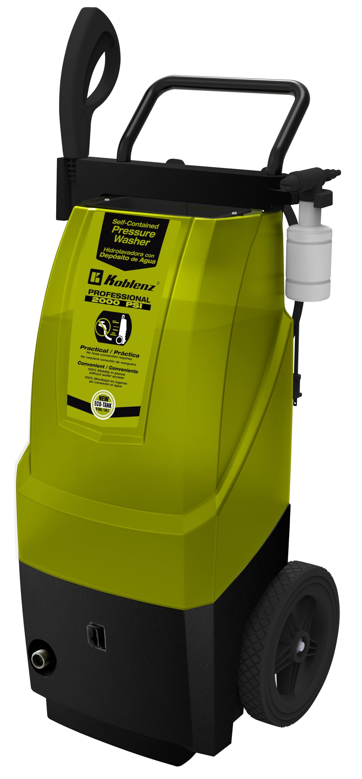 Koblenz HLT 380 2000 PSI Electric Pressure Portable Washer with Hose, Gun, and Other Accessories, Includes a 8 Gallon Water Tank, Green/Black