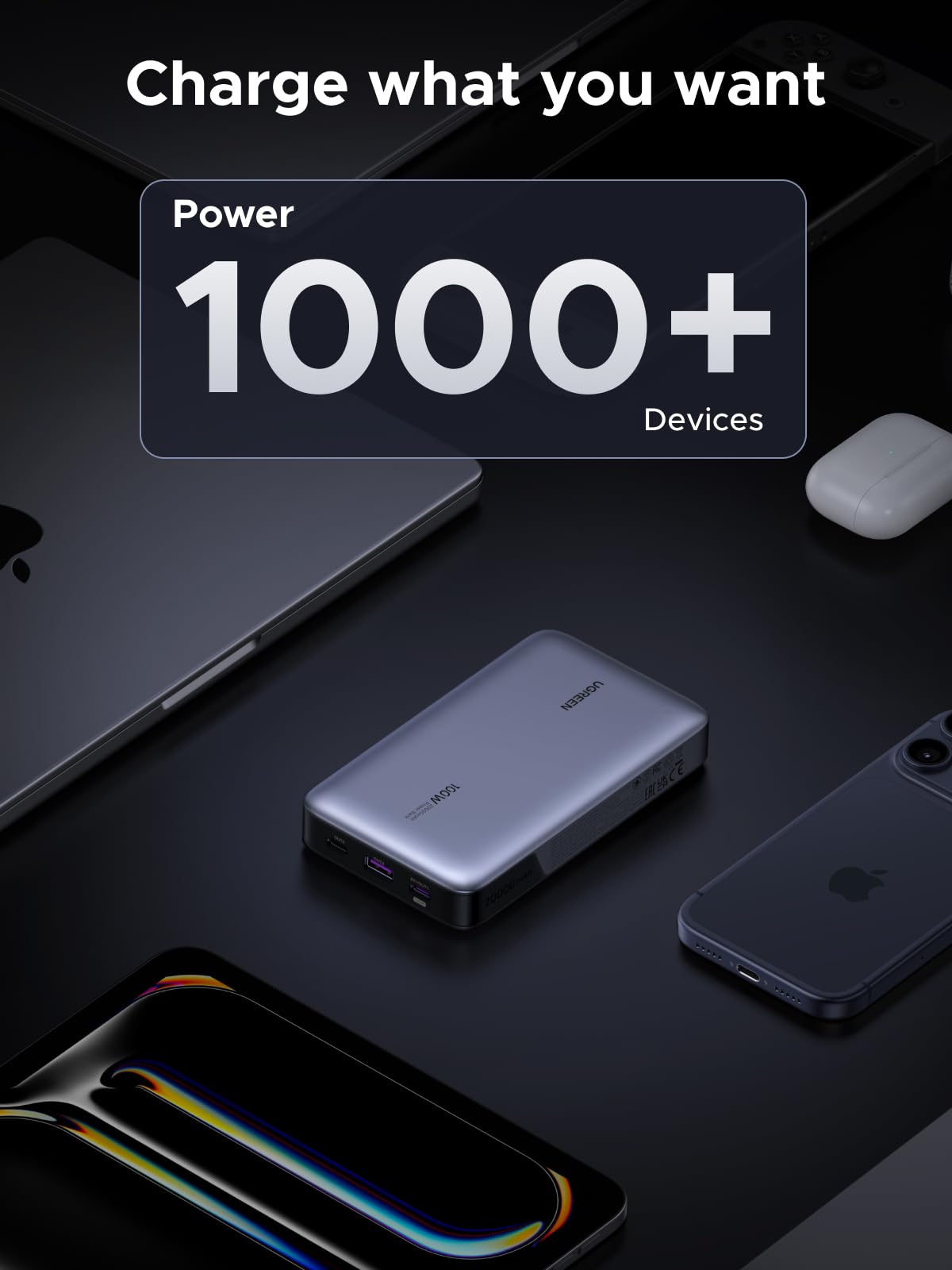 UGREEN 20000mAh 100W Power Bank, Nexode Portable Charger USB C 3-Port PD Fast Charging Battery Pack Digital Display for iPhone 17/16, MacBook, iPad, Galaxy S26 Ultra, Steam Deck, Dell XPS and More