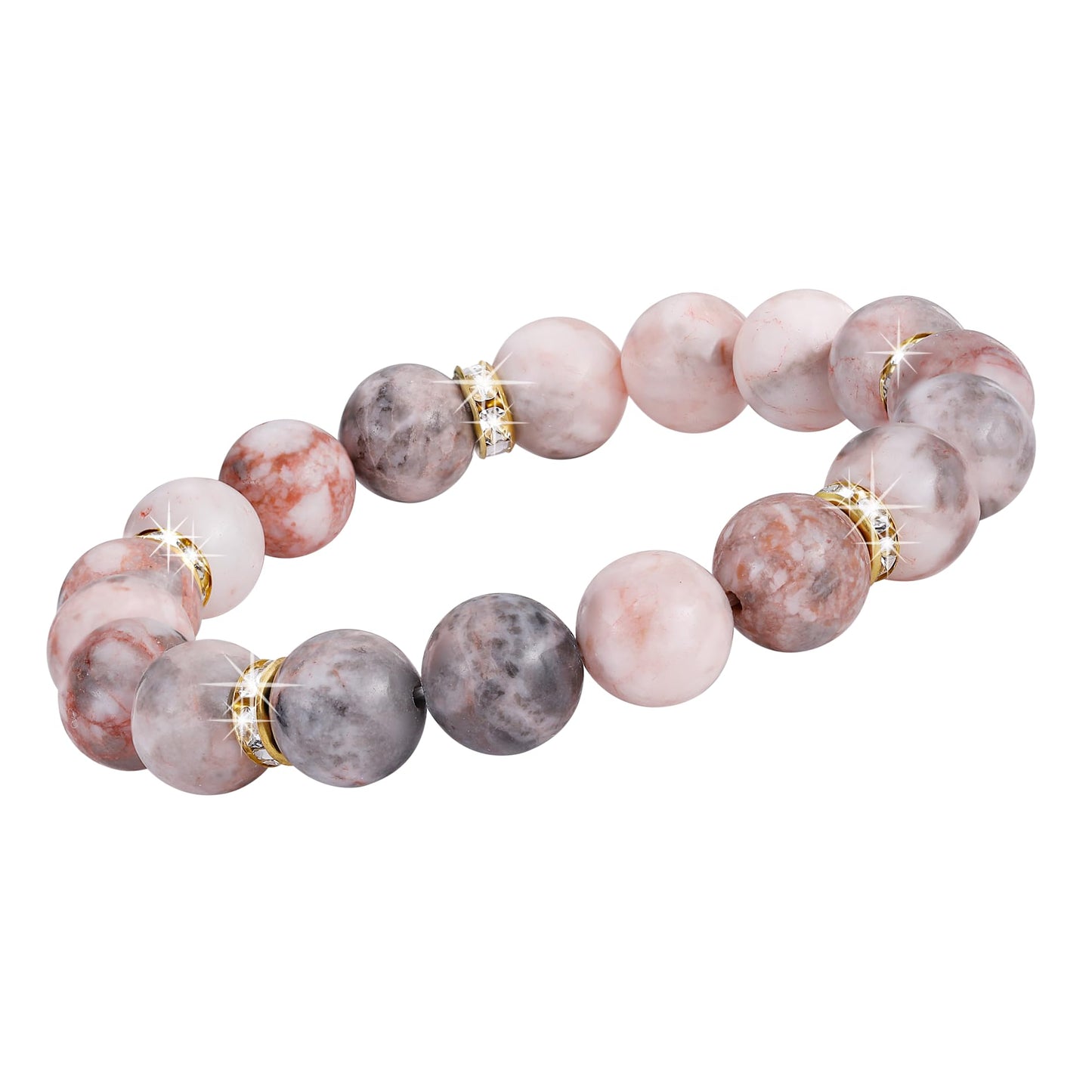 Healing Beaded Bracelet for Women - Rose Quartz & Chakra Crystal Anxiety Stress Relief Bead Bracelets, Calming Stretchy Yoga Meditation Daily Wear Healing Stones Bracelet, Stress Relief Gift for Her