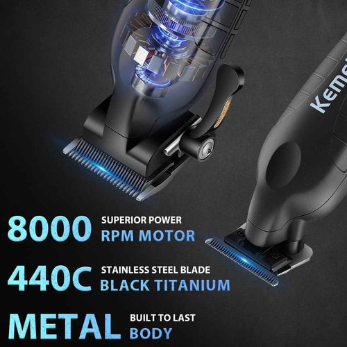 KEMEI 2293 2290D Cordless Hair Clippers for Men Professional,Hair Trimmer,Mens Barber Clippers and Trimmers Set,Electric Hair Cutting Kit,Clipper for Barbers,Rechargeable Haircut Tools,Black