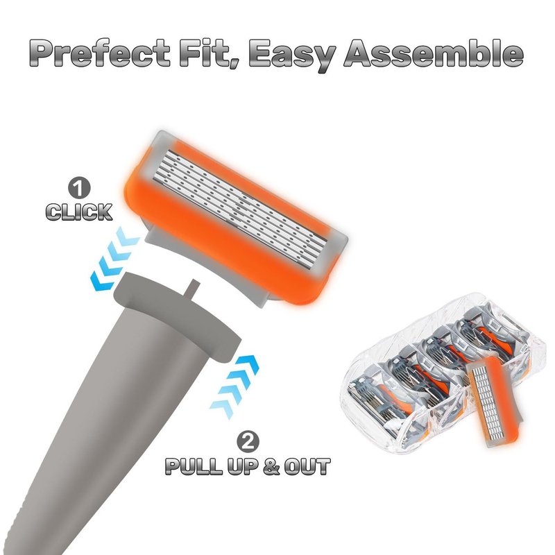 24 Pack Razor Blade Refills Compatible with Fusion 5 Razor – 5-Layer Precision Anti-Friction Blades for Manual Wet Shaving – Pivoting Head Design for Smooth, Close & Comfortable Shave