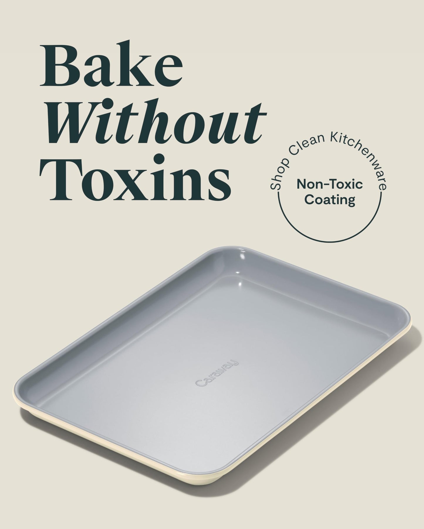 Caraway Nonstick Ceramic Small Baking Sheet (9x13”) – Non-Toxic, PTFE & PFOA Free – Oven Safe – Aluminized Steel Core – Mini Sheet Pan for Baking, Roasting & More - Cream