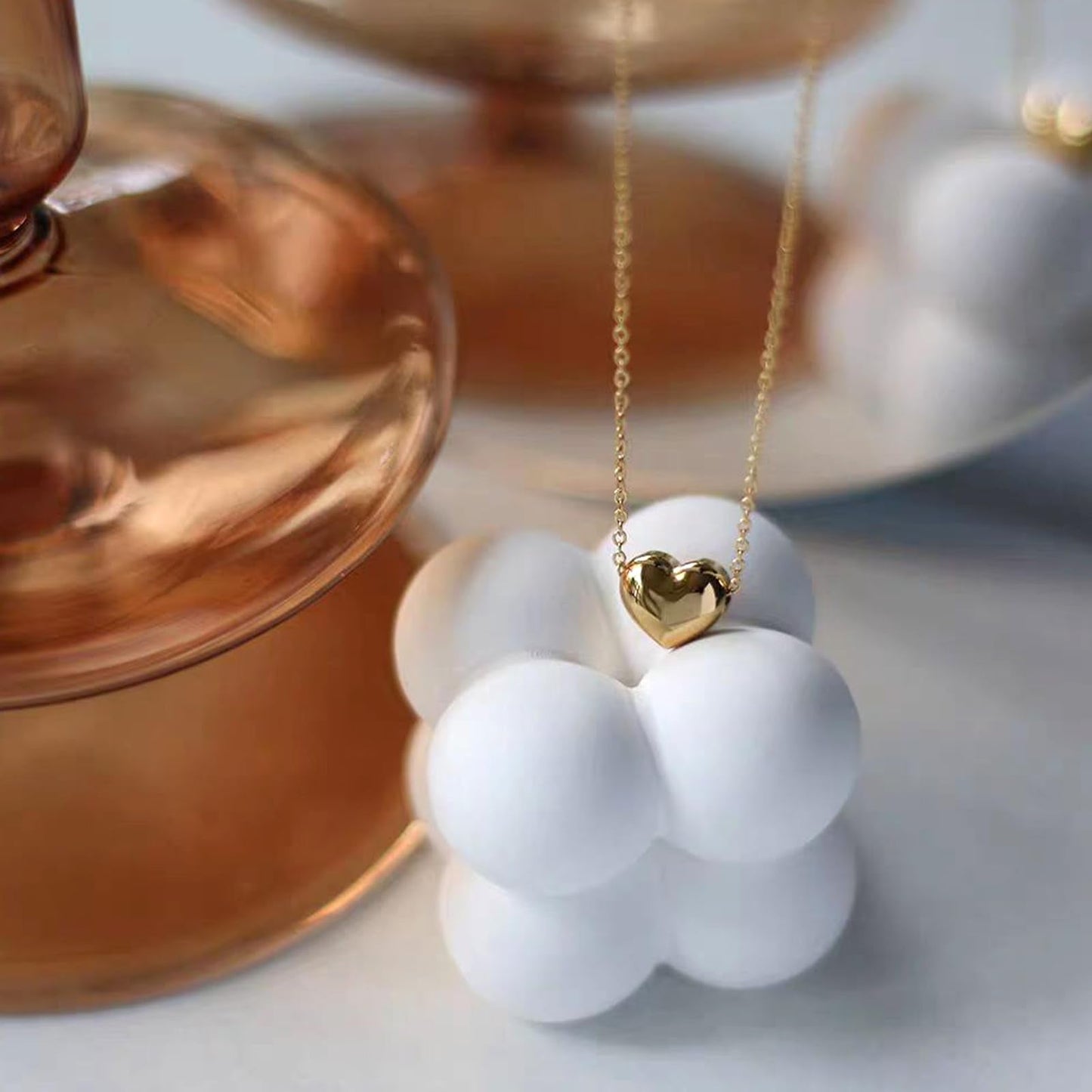 Zeffy Gold Heart Necklace Small Puffy Necklaces Trendy Dainty Tiny Heart Choker Necklaces Dainty Simple Gold Jewelry Christmas Gifts