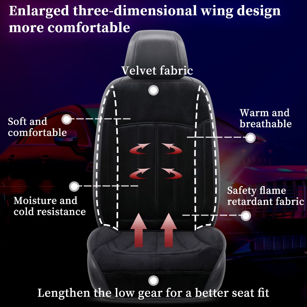 SriGM Car Seat Cushion Chair Cushion Auto Seat Cushion for Full Back and Seat, Velour Seat Car Cushion Front Chair Pad, Seat Cushion for Car Seat Driver 1 Pack (NH001-1pcs/Black)