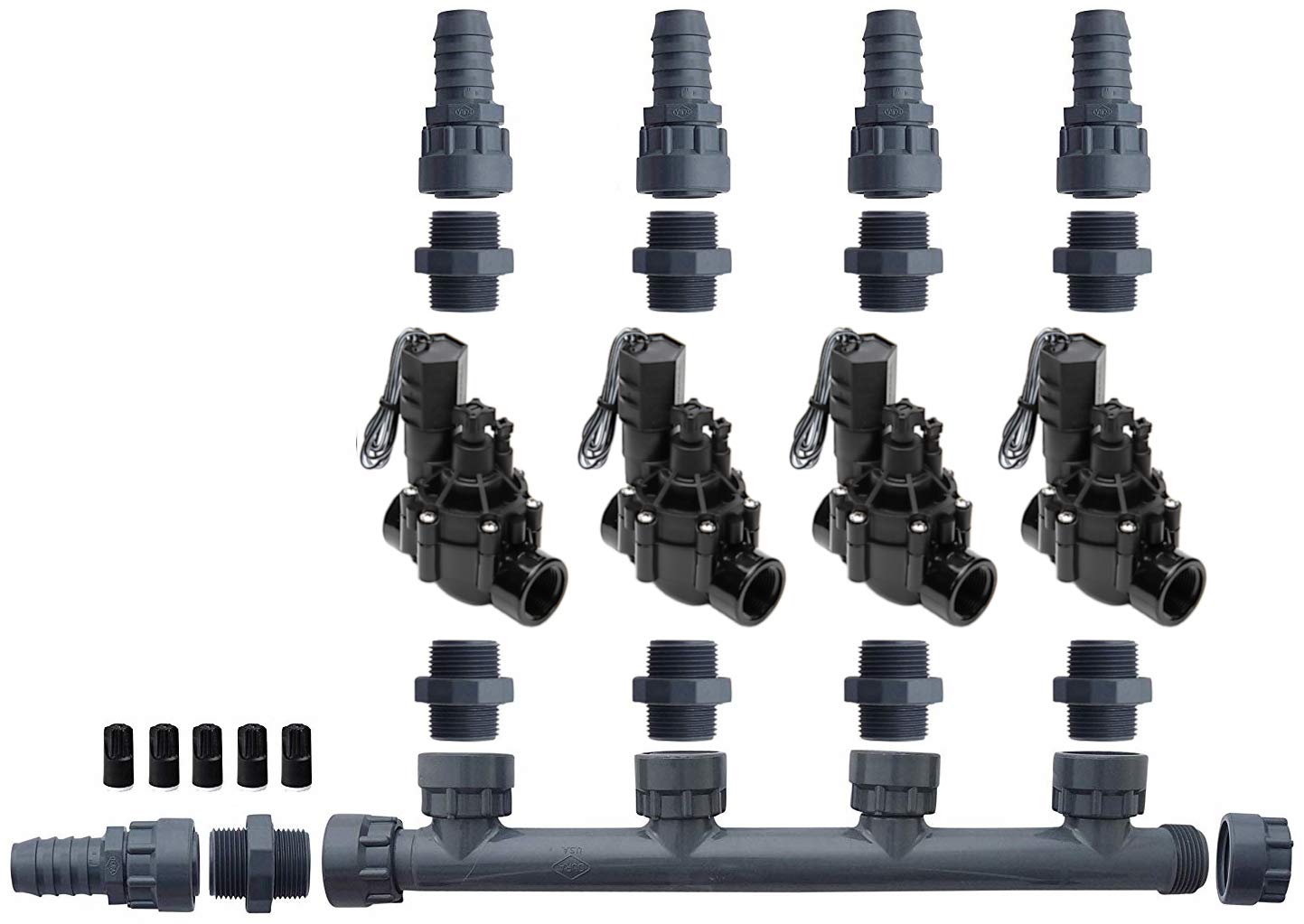 Rain Bird 100-DVF 4 Zone Dura Manifold Valve Kit with Flow Control Barb 100DVF (4 Zone)