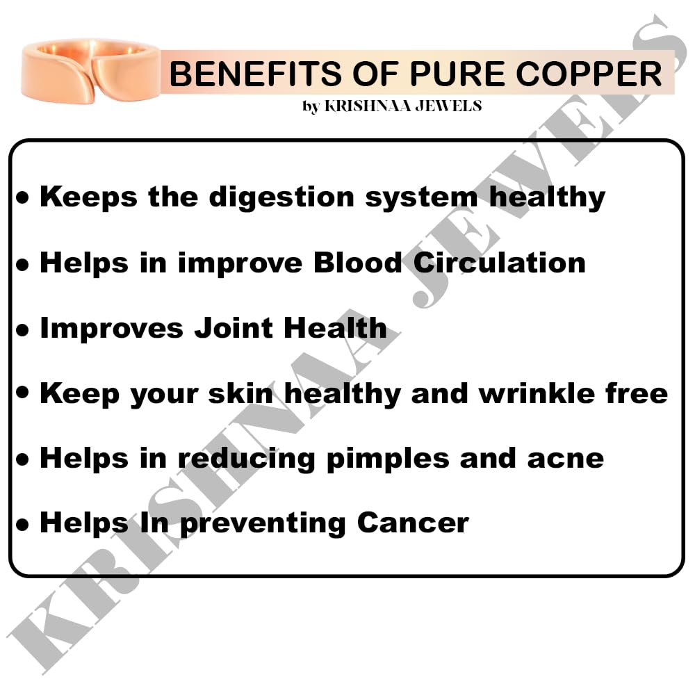 Krishnaa Jewels Pure Copper Classic HandCrafted Band Ring Gift Jewelry for Men and Women (9.5)