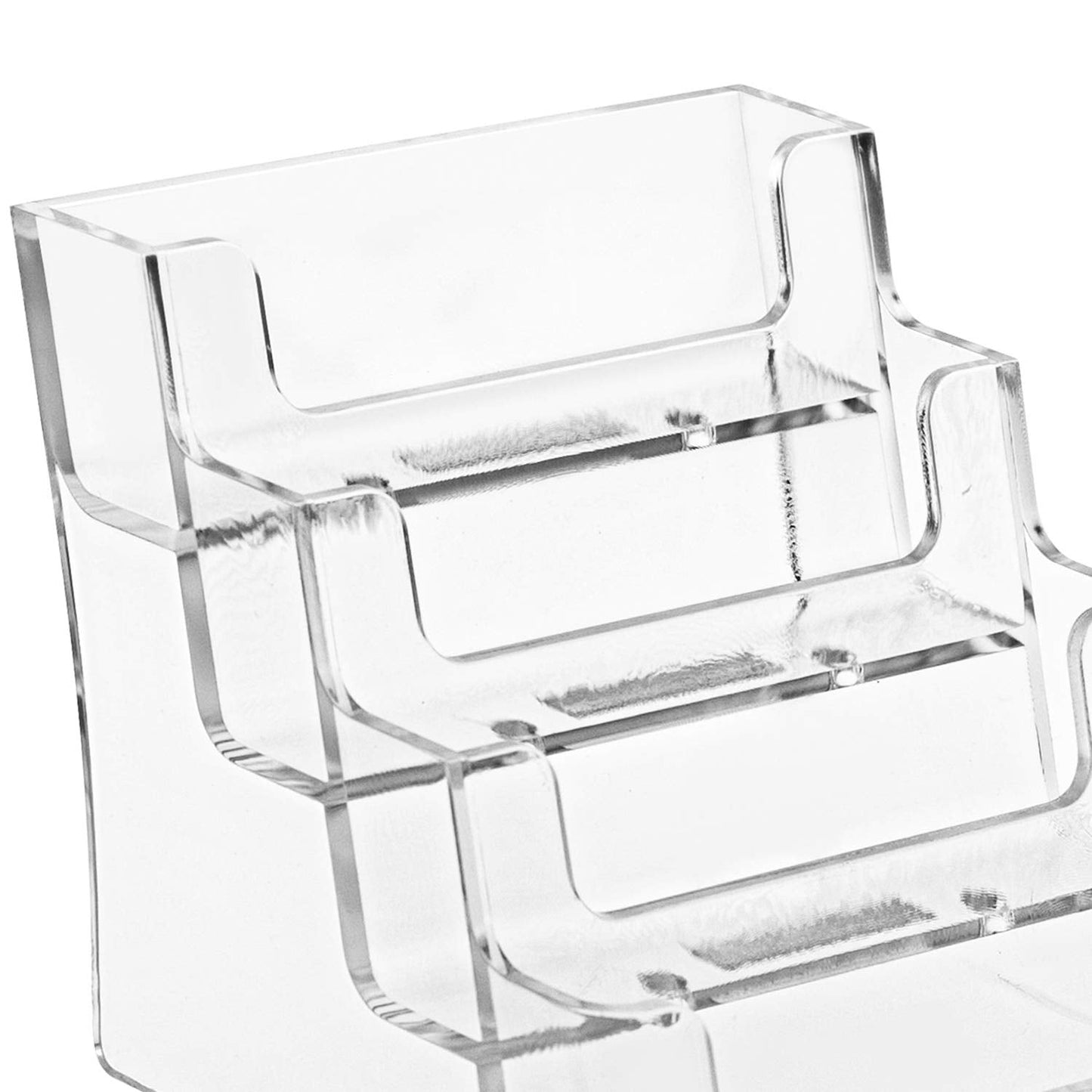 Hedume 4 Pack Acrylic Business Card Holder, 4-Pocket Clear Business Card Display, Plastic Business Card Stand for Desk or Counter, Home & Office