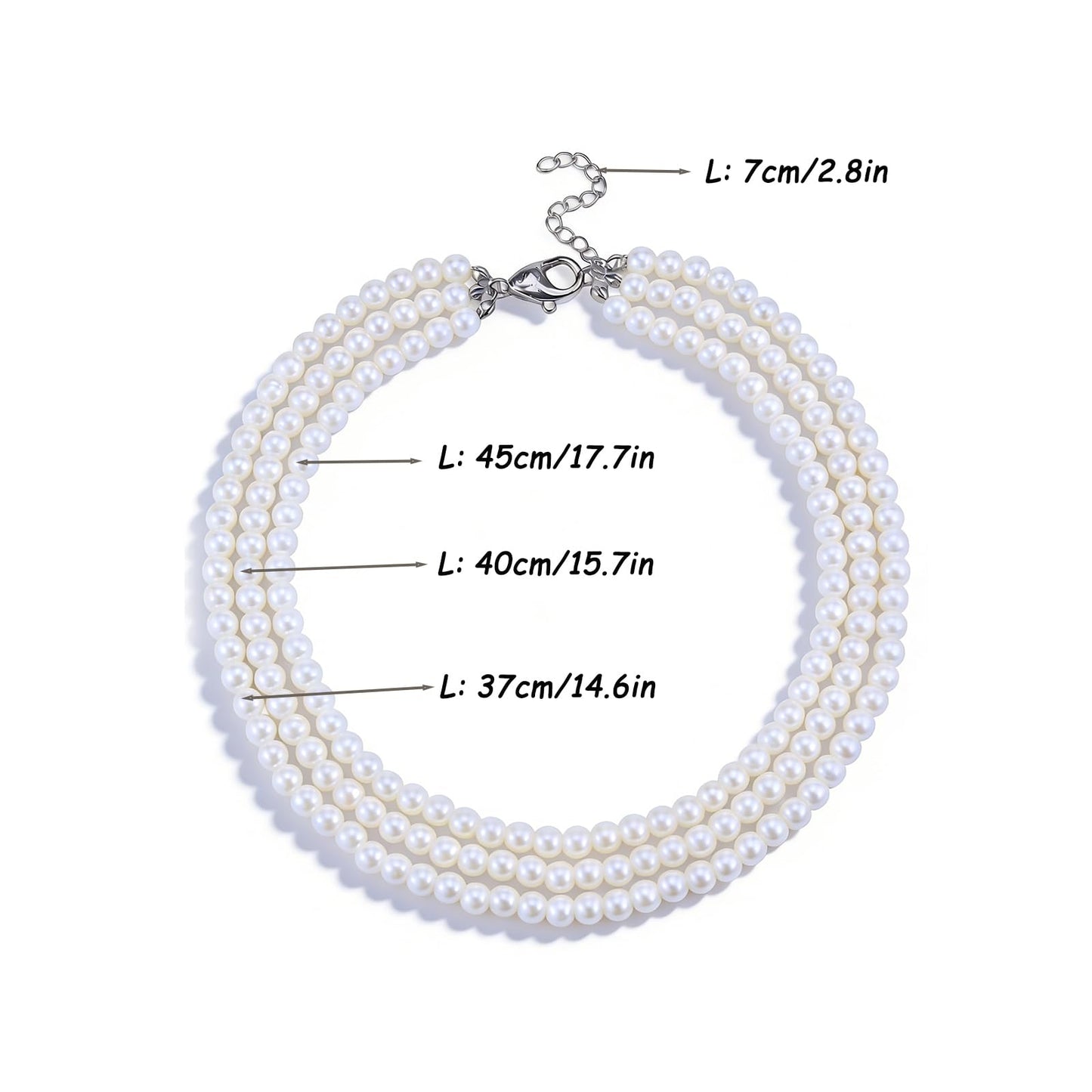Lookray Pearl Necklace for Women Dainty 9MM Round Imitation Pearl Choker Necklace Simple Multilayer Pearls Choker Fashion Wedding Pearls Jewelry for Brides
