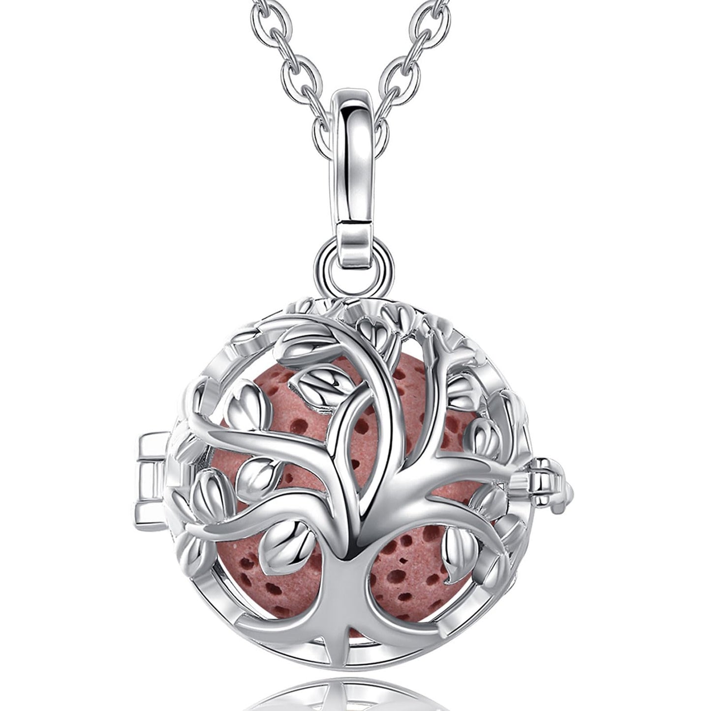 INFUSEU Aromatherapy Necklaces for Women Essential Oil Diffuser Jewelry Lava Stone Rock Tree of Life Pendant Aroma Scented Perfume Locket Gifts