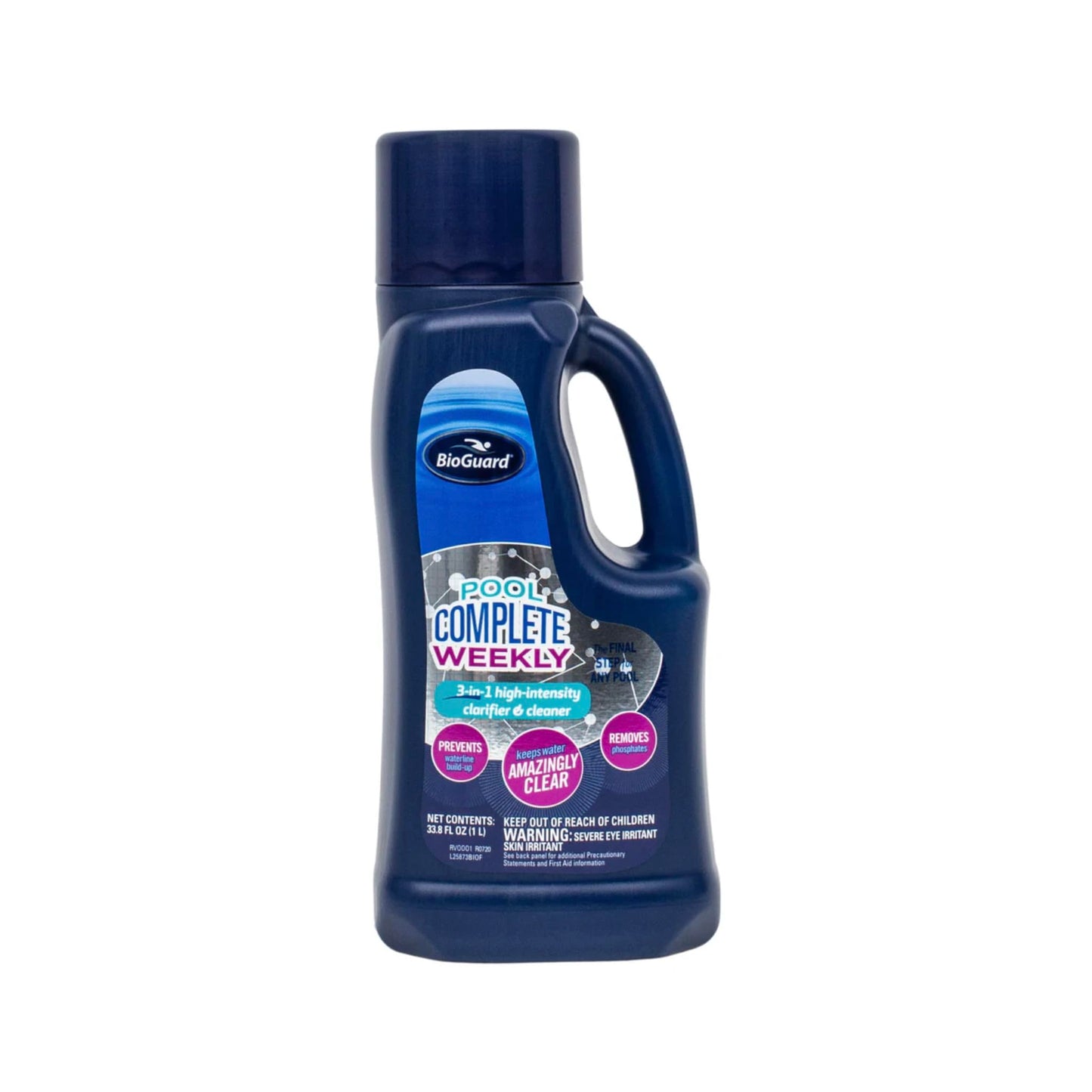 BioGuard Pool Complete Weekly 1L, 3-in-1 High-Intensity Clarifier & Cleaner, Prevents Waterline Buildup, Removes Phosphates, Keeps Water Clear