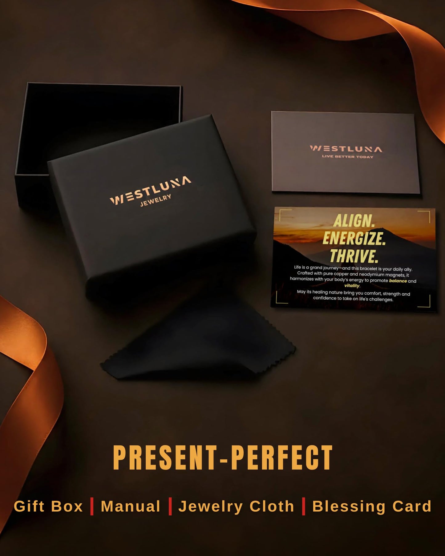 WestLuna Copper Bracelet for Men, 18X Ultra Strength Magnetic Bracelet with 3,800 Gauss Magnets, 99.99% Pure Copper Lymph Drainage Relief Health Jewelry, Includes Gift Box, Jewelry Cloth, Blank Blessing Card