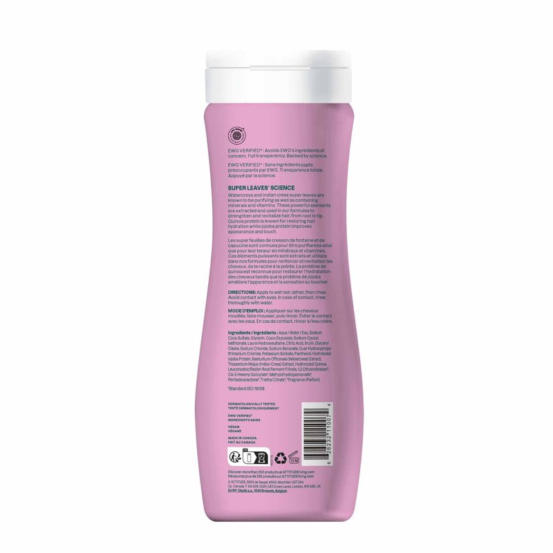 ATTITUDE Moisture Rich Hair Shampoo, EWG Verified, For Dry and Damaged Hair, Naturally Derived Ingredients, Vegan and Plant Based, Quinoa and Jojoba, 16 Fl Oz (Pack of 6)