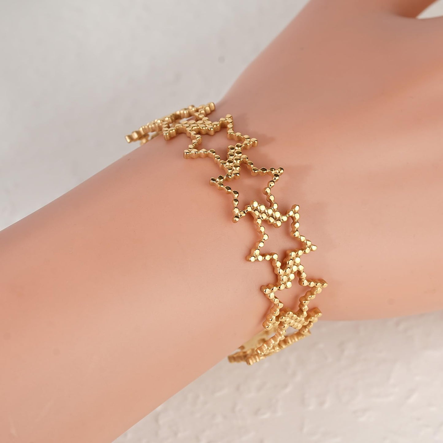 TaYolnFaSo 18K Real Gold Plated Open Cuff Bangle Bracelet for Women Adjustable Chunky Gold Bracelet Personalized Wide Wrist Cuff Bangle Bracelet Jewelry Gift for Women