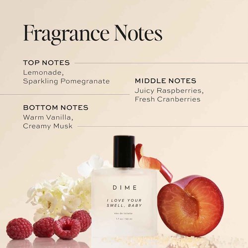 DIME Beauty Perfume I Love Your Smell, Baby, 1.7 oz / 50 ml - Sweet Floral Scent, Hypoallergenic, Clean Perfume, Eau de Toilette For Women