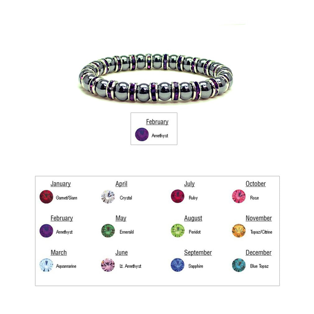 Accents Kingdom Magnetic Bracelet Women's Tuchi Simulated Pearl Hematite Magnetic Therapy Bracelet with Simulated Amethyst Crystal, 7.5"