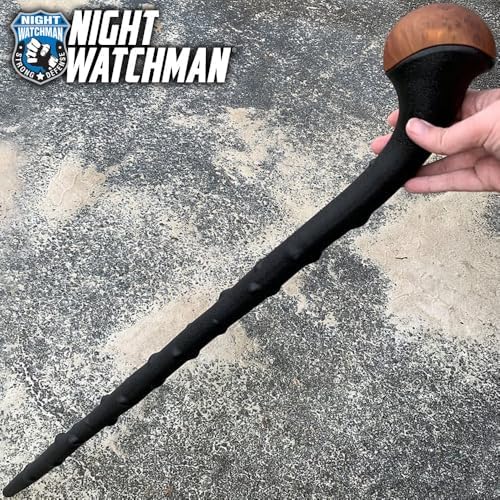 Night Watchman Blackthorn Shillelagh Cane | Traditional Walking Stick Design | Molded Polypropylene | Impact-Resistant Faux Wood Cap | 37 Inches Long